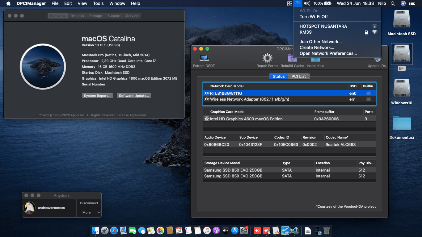 Success Hackintosh macOS Catalina 10.15.5 Build 19F96 in Asus ROG G56JR-CN196H